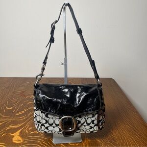 Coach Bleeker Black and Gray Signature C Hobo Bag